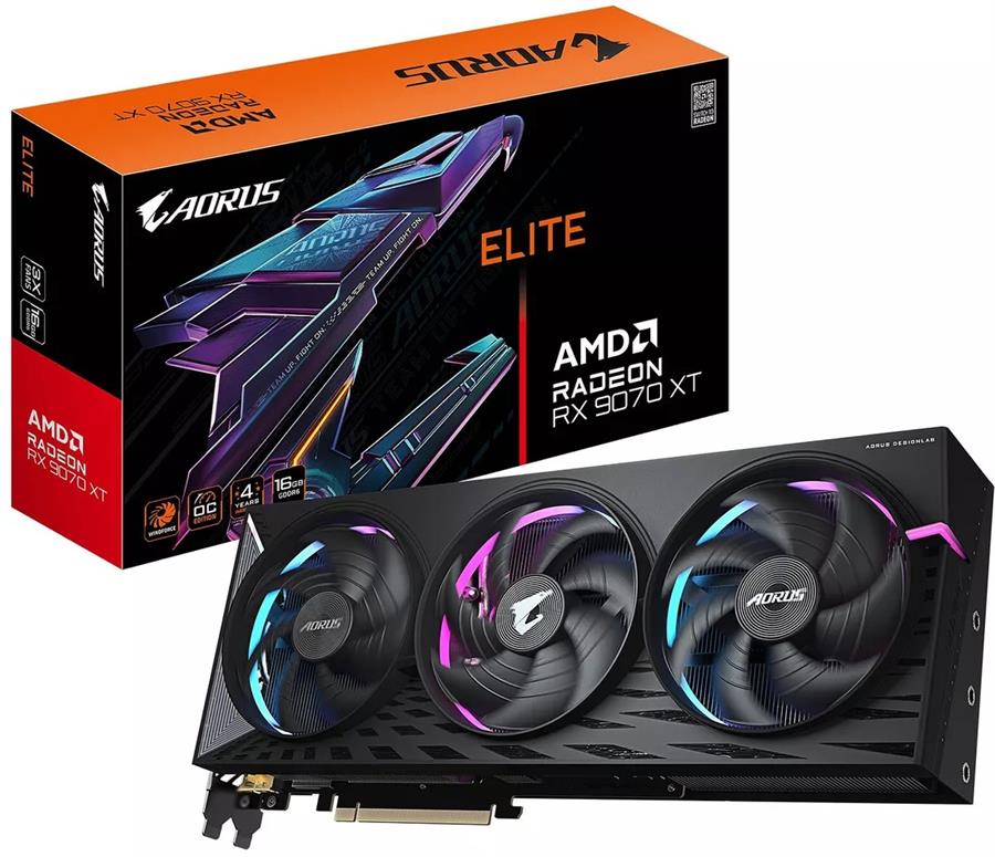 Placa de Video Gigabyte Aorus Radeon RX 9070 XT Elite 16GB