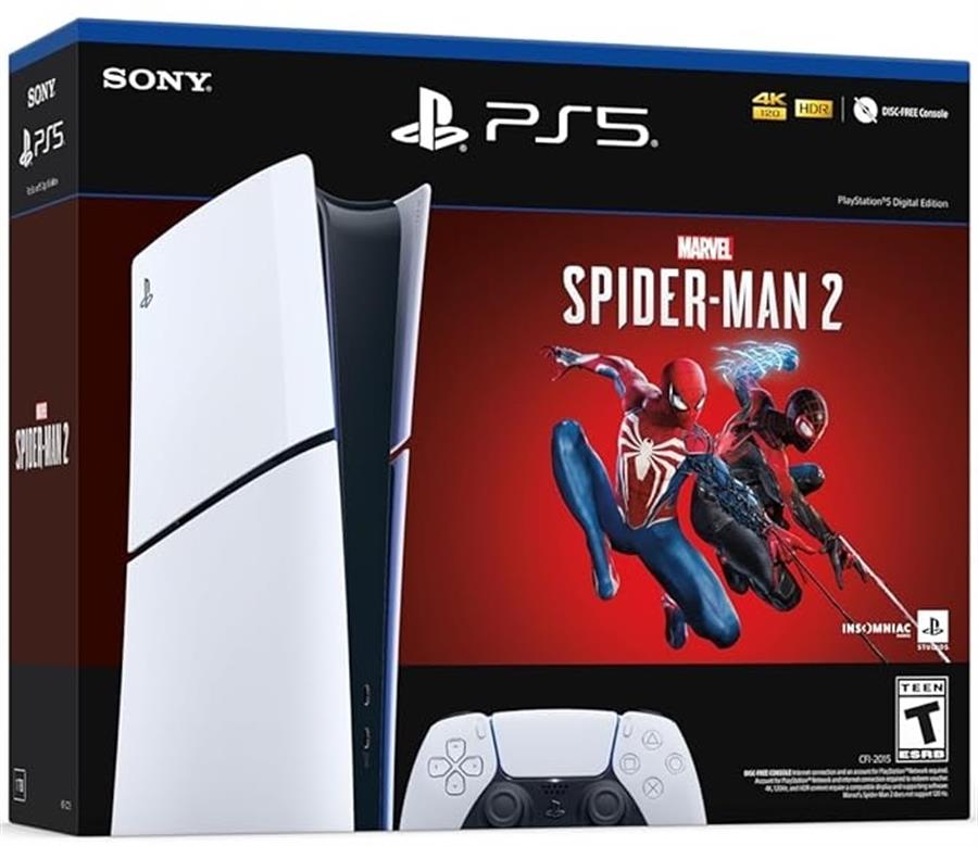Consola PS5 Slim 1TB Edición Digital Bundle Spiderman 2